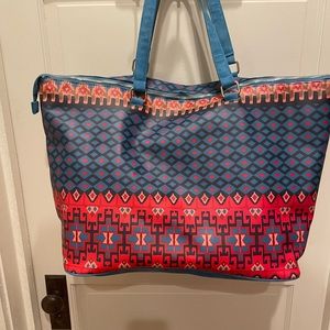 Travel Tote Bag Faux Leather Large And Roomy Great Southwestern Pattern 18x14x10
